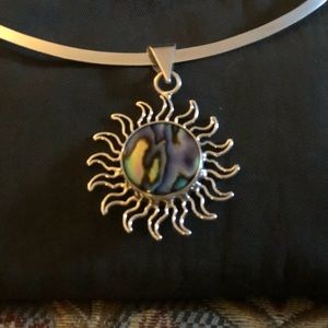 .925 Sterling Silver and Abalone Shell Pendant